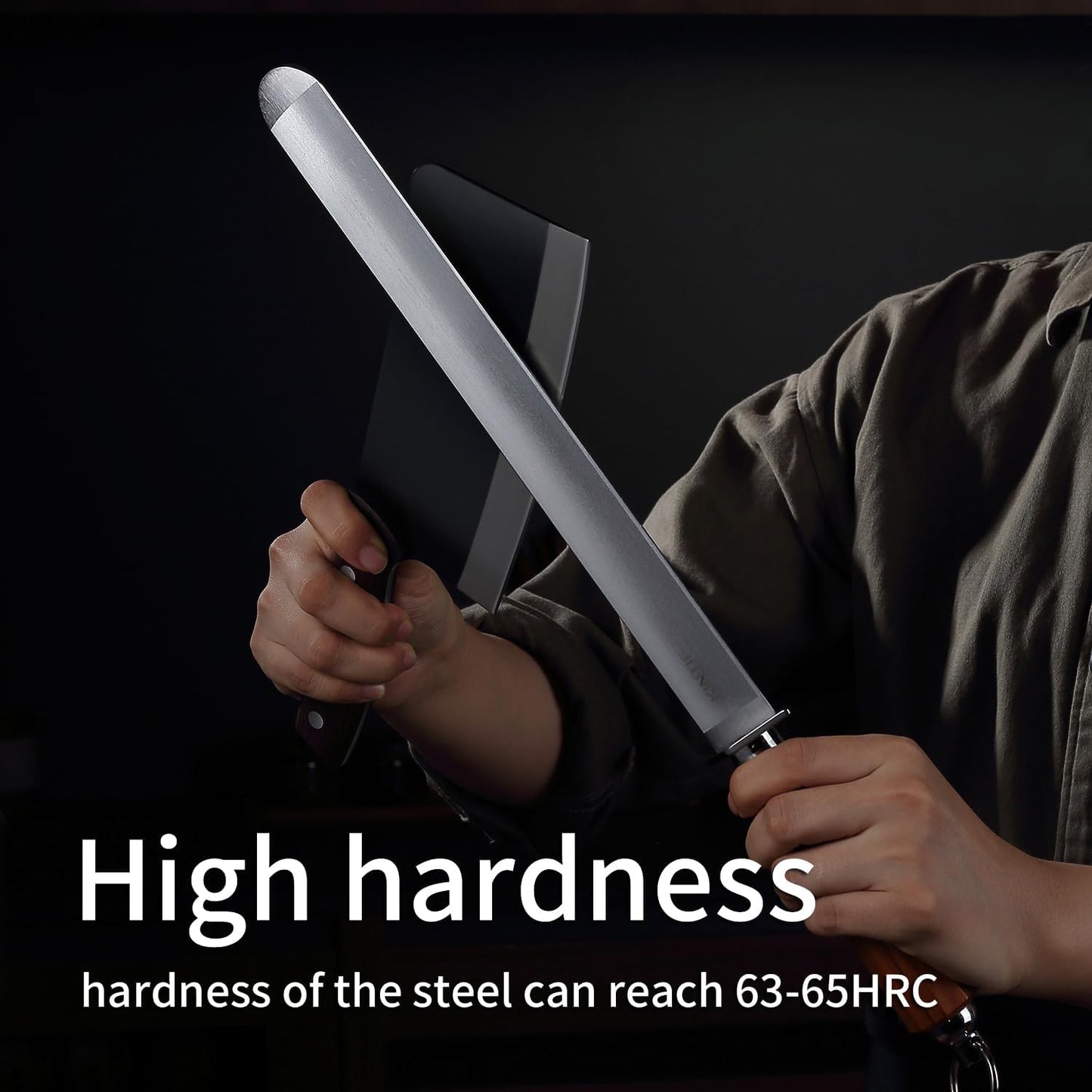 Heavy-Duty Sharpening Steel 12 inch Honing Steel Knife Sharpeners Flat Honing Rod, Fine Cut, High hardness, Ideal For Butcher Knives and Chef Knives