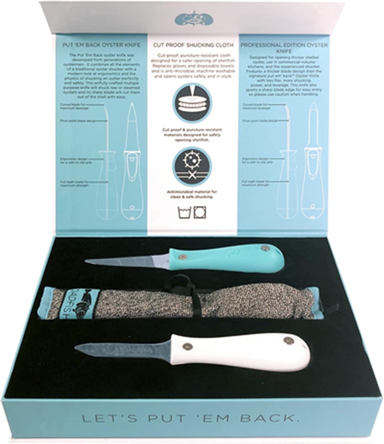 Oyster Shucker's Bundle, Oyster Knife Shucker Set - Oyster Shucking Knives & Cut-Resistant Shucking Cloth, Seafood Opener Kit Tools Gift
