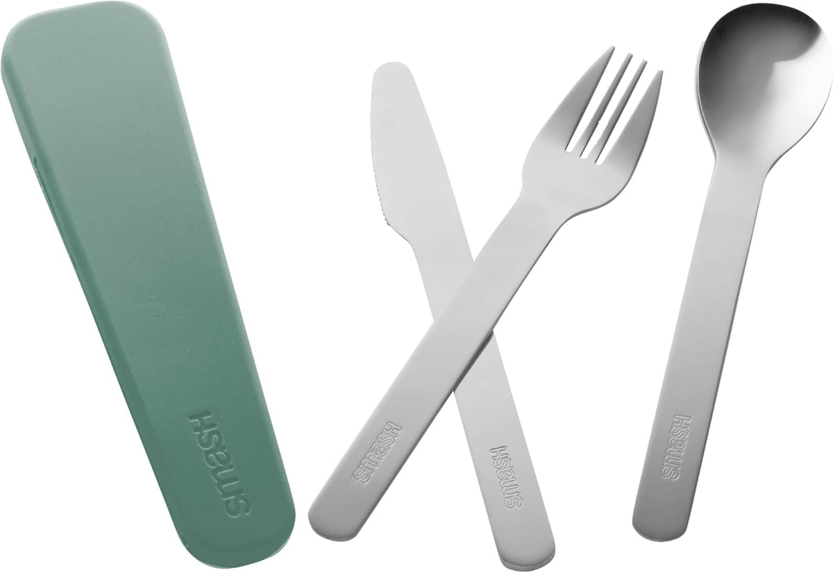 Reusable Stainless Steel Travel Utensils/Cutlery Set with Silicone Case Sage