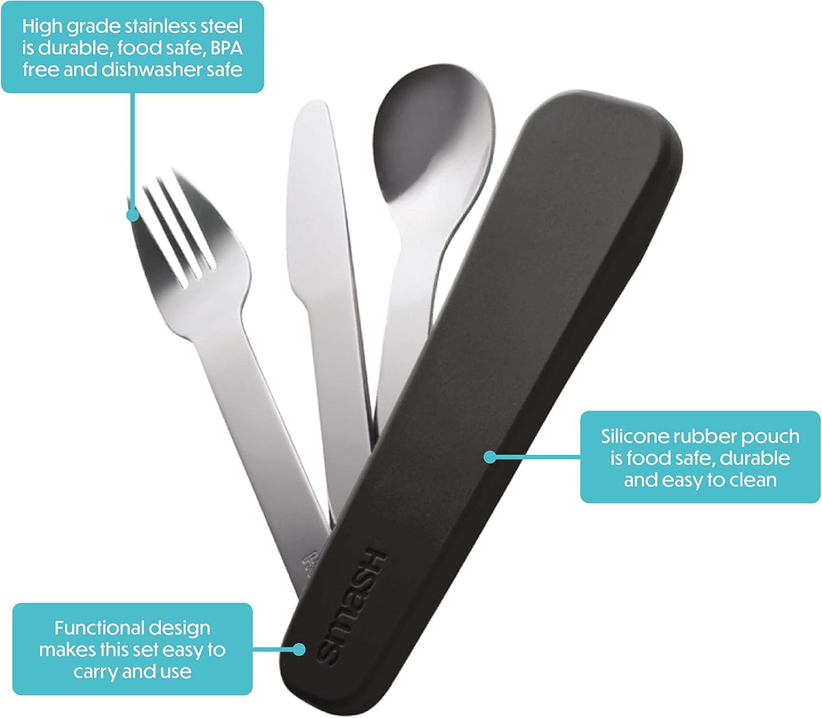 Reusable Stainless Steel Travel Utensils/Cutlery Set with Silicone Case Sage
