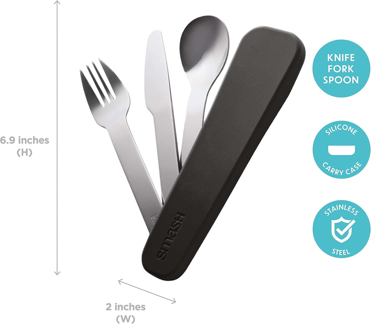 Reusable Stainless Steel Travel Utensils/Cutlery Set with Silicone Case Sage