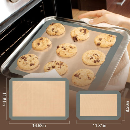 Silicone Baking Mat, Nonstick and Reusable, 3 Pack | Dishwasher Cleanup, Less Need for Oil, Cooking Spray, No Parchment, Half and Quarter Sheet Sizes, Cookies, Bread, Pastries
