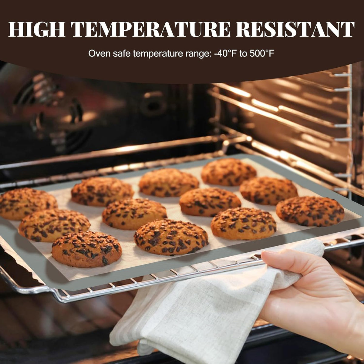 Silicone Baking Mat, Nonstick and Reusable, 3 Pack | Dishwasher Cleanup, Less Need for Oil, Cooking Spray, No Parchment, Half and Quarter Sheet Sizes, Cookies, Bread, Pastries