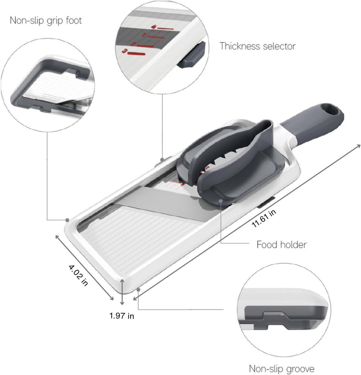 ZKIRON Adjustable Handheld Mandoline Slicer for Kitchen, Ready to Use