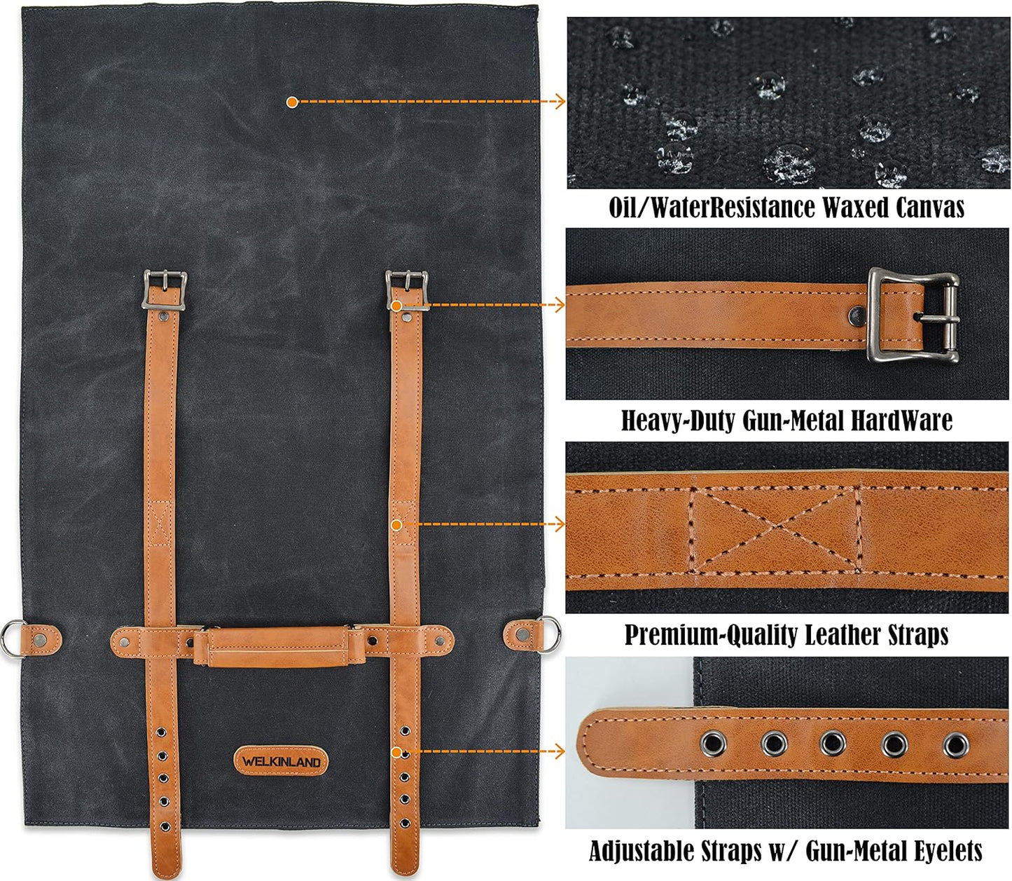 14-Pocket Leather Knife Roll - Canvas Design, Chef Knife Holders, Knife Roll Bag for Pocket Knives
