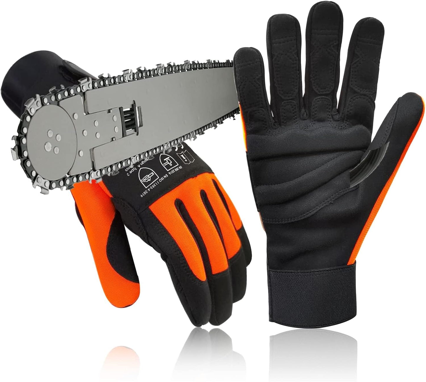 Chainsaw Gloves Saw Protection on Left Hand Back | EN ISO 11393-4, Cut-resistance Gloves Cow Leather Palm