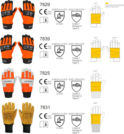 Chainsaw Gloves Saw Protection on Left Hand Back | EN ISO 11393-4, Cut-resistance Gloves Cow Leather Palm