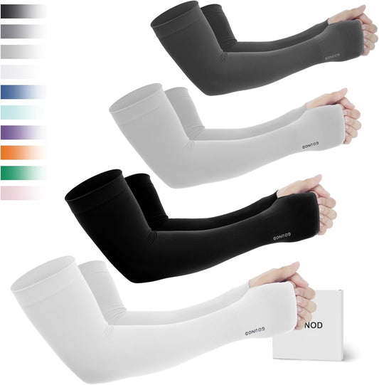 Sun Protection Cooling Arm Sleeves with Thumb Holes - Gardening Outdoors Sports Workouts Sunscreen Arm Sleeves
