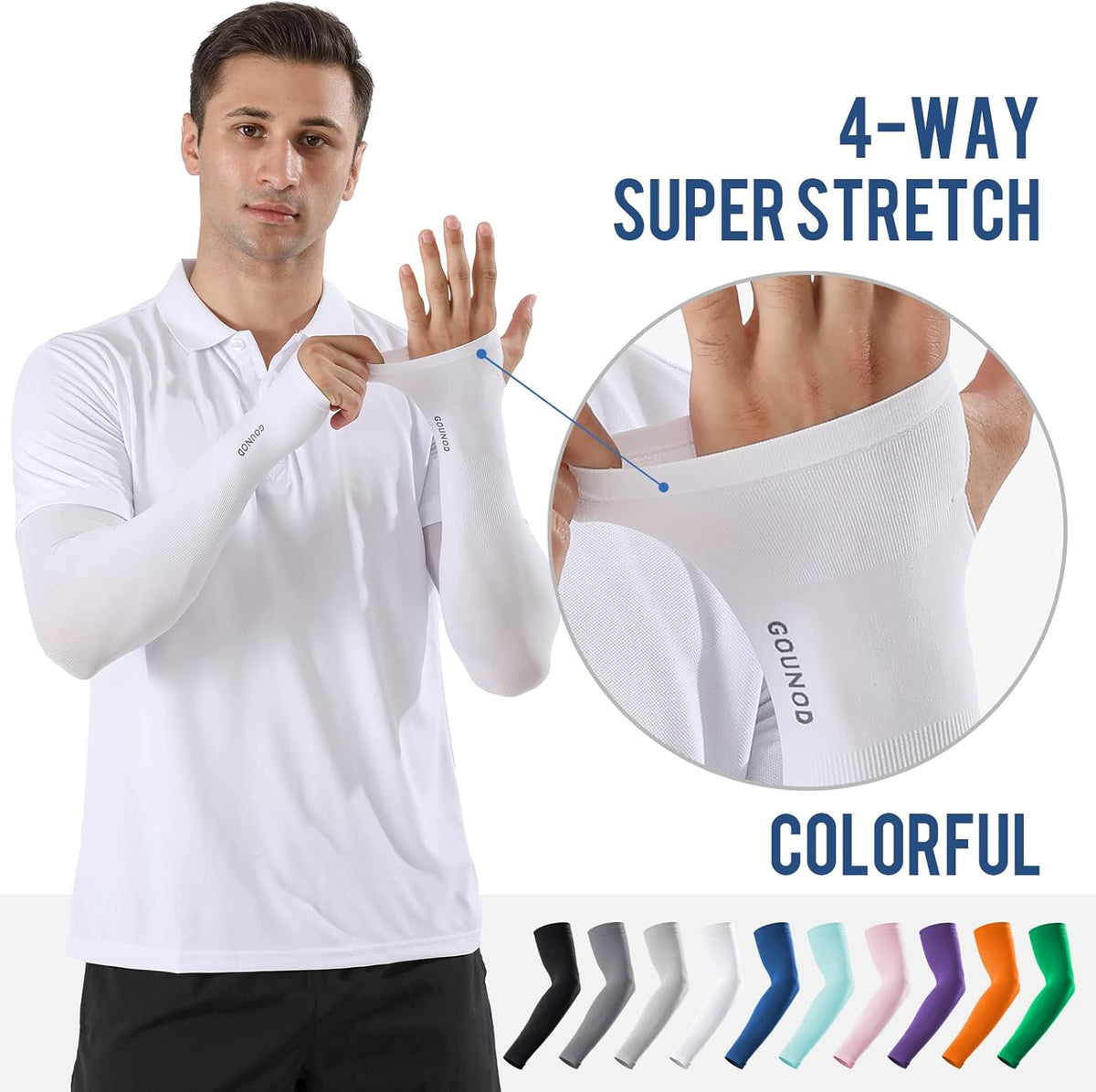 Sun Protection Cooling Arm Sleeves with Thumb Holes - Gardening Outdoors Sports Workouts Sunscreen Arm Sleeves