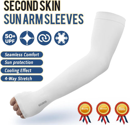 Sun Protection Cooling Arm Sleeves with Thumb Holes - Gardening Outdoors Sports Workouts Sunscreen Arm Sleeves