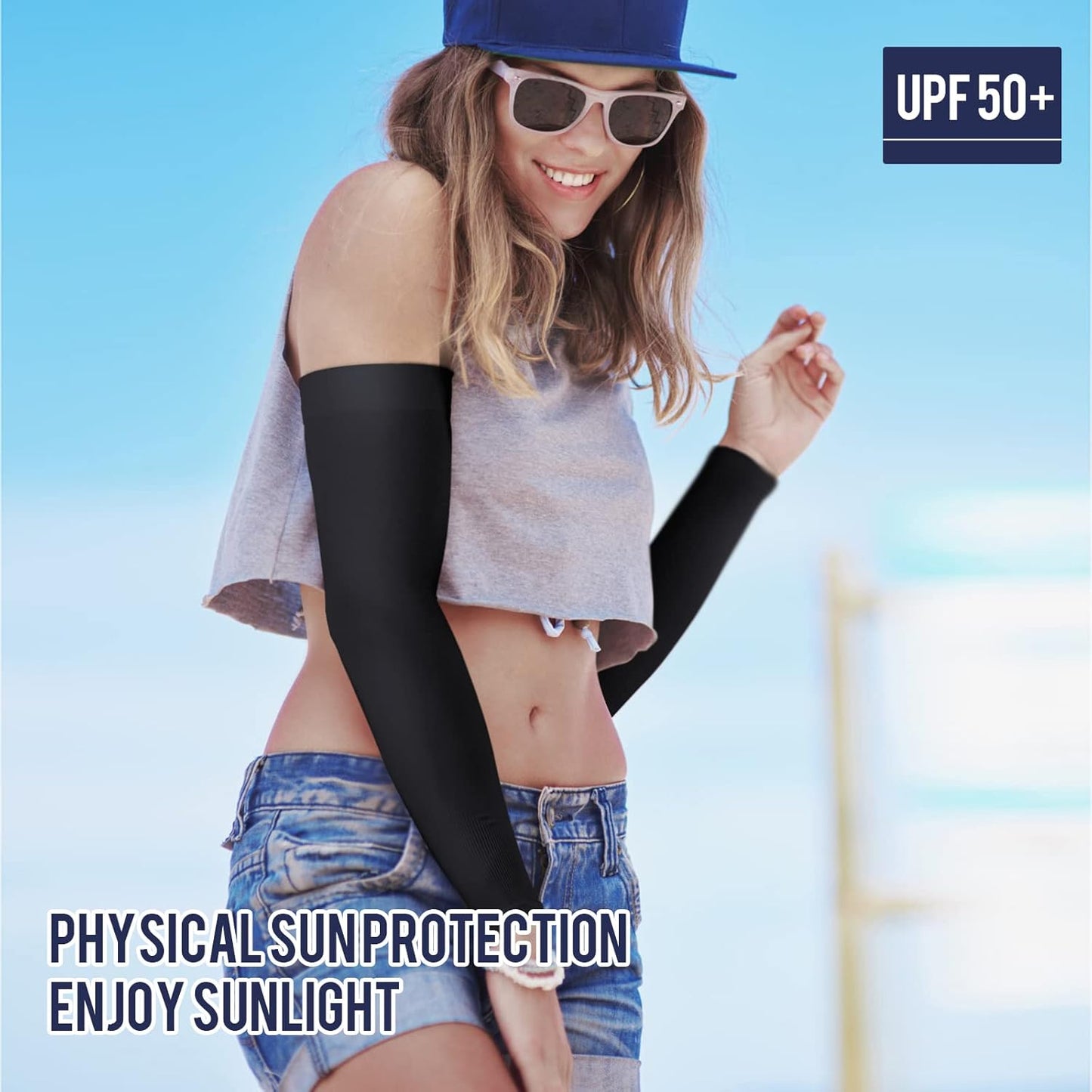 Sun Protection Cooling Arm Sleeves with Thumb Holes - Gardening Outdoors Sports Workouts Sunscreen Arm Sleeves