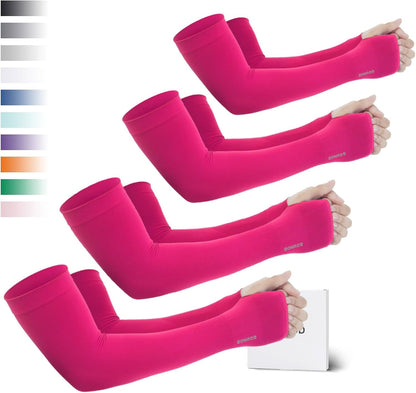 Sun Protection Cooling Arm Sleeves with Thumb Holes - Gardening Outdoors Sports Workouts Sunscreen Arm Sleeves