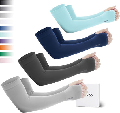 Sun Protection Cooling Arm Sleeves with Thumb Holes - Gardening Outdoors Sports Workouts Sunscreen Arm Sleeves