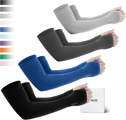 Sun Protection Cooling Arm Sleeves with Thumb Holes - Gardening Outdoors Sports Workouts Sunscreen Arm Sleeves