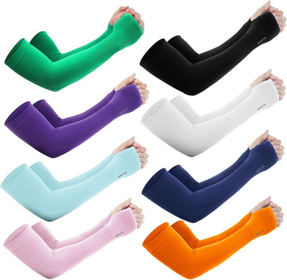 Sun Protection Cooling Arm Sleeves with Thumb Holes - Gardening Outdoors Sports Workouts Sunscreen Arm Sleeves