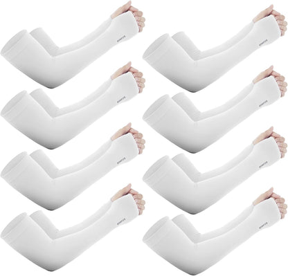 Sun Protection Cooling Arm Sleeves with Thumb Holes - Gardening Outdoors Sports Workouts Sunscreen Arm Sleeves