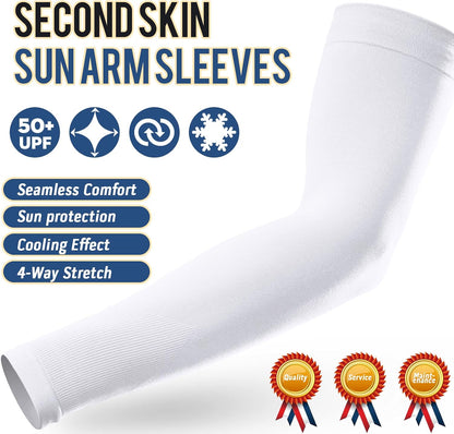Sun Protection Cooling Arm Sleeves with Thumb Holes - Gardening Outdoors Sports Workouts Sunscreen Arm Sleeves