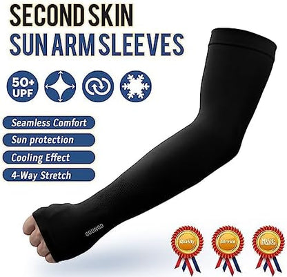 Sun Protection Cooling Arm Sleeves with Thumb Holes - Gardening Outdoors Sports Workouts Sunscreen Arm Sleeves