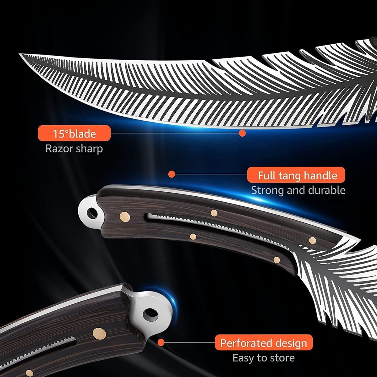 Huusk Feather Knife - High Carbon Steel Japan Boning Knife with Sheath | Hand Forged, Full Tang, Viking Butchering for Meat Cutting Kitchen BBQ Camping Hiking, Gift for Dad