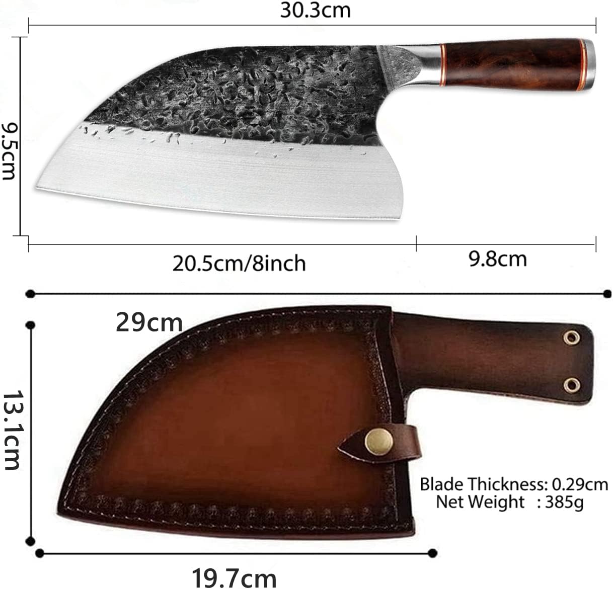 Huusk Feather Knife - High Carbon Steel Japan Boning Knife with Sheath | Hand Forged, Full Tang, Viking Butchering for Meat Cutting Kitchen BBQ Camping Hiking, Gift for Dad
