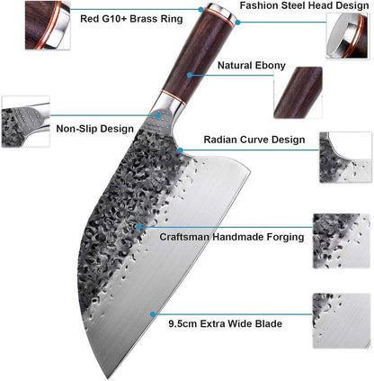 Huusk Feather Knife - High Carbon Steel Japan Boning Knife with Sheath | Hand Forged, Full Tang, Viking Butchering for Meat Cutting Kitchen BBQ Camping Hiking, Gift for Dad