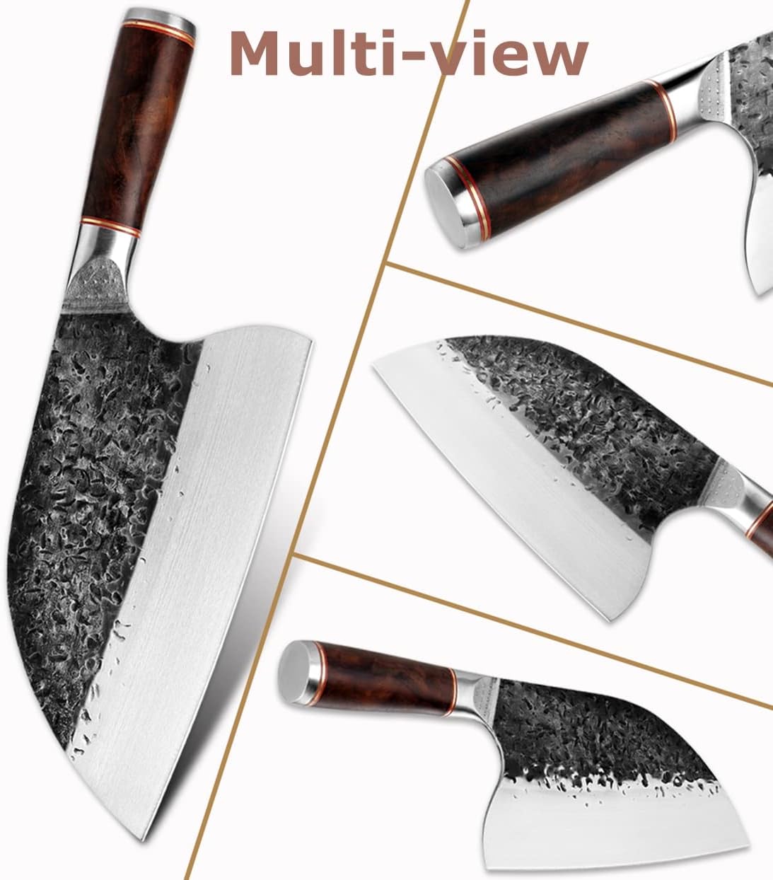 Huusk Feather Knife - High Carbon Steel Japan Boning Knife with Sheath | Hand Forged, Full Tang, Viking Butchering for Meat Cutting Kitchen BBQ Camping Hiking, Gift for Dad