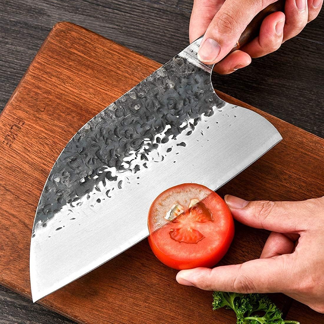 Huusk Feather Knife - High Carbon Steel Japan Boning Knife with Sheath | Hand Forged, Full Tang, Viking Butchering for Meat Cutting Kitchen BBQ Camping Hiking, Gift for Dad