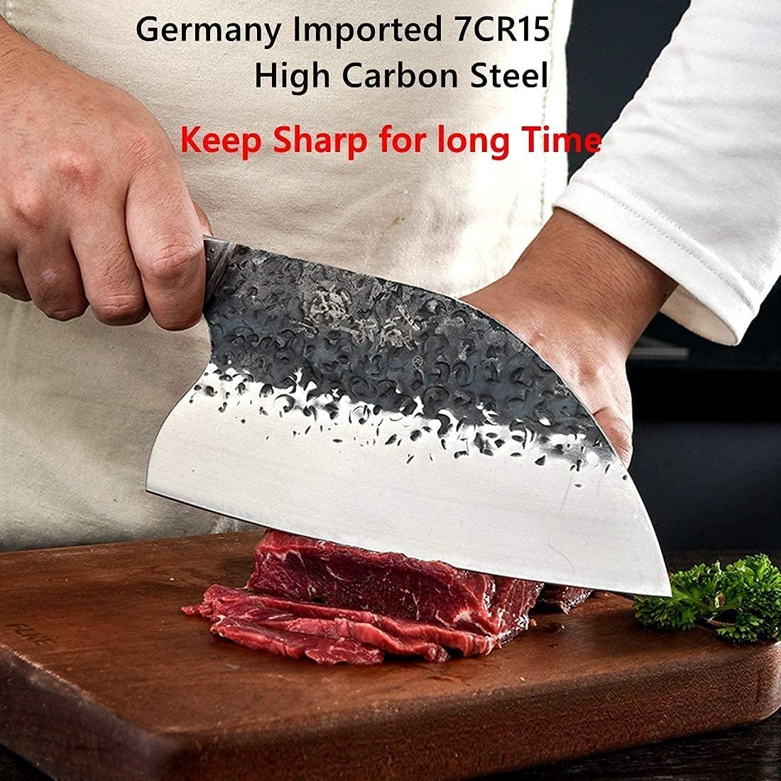 Huusk Feather Knife - High Carbon Steel Japan Boning Knife with Sheath | Hand Forged, Full Tang, Viking Butchering for Meat Cutting Kitchen BBQ Camping Hiking, Gift for Dad