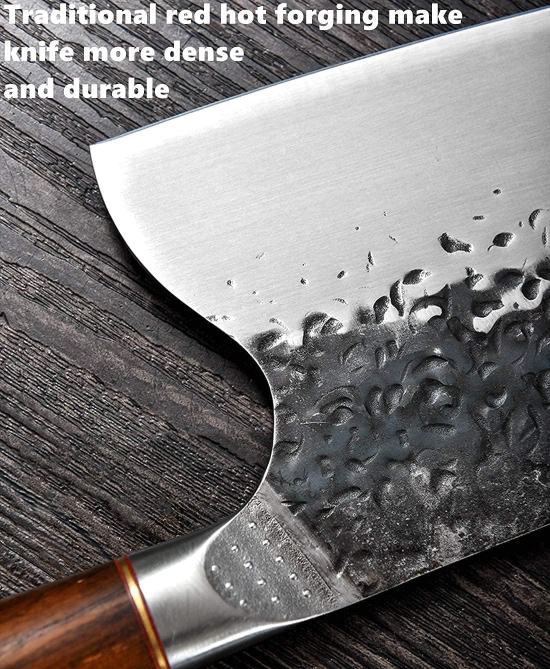 Huusk Feather Knife - High Carbon Steel Japan Boning Knife with Sheath | Hand Forged, Full Tang, Viking Butchering for Meat Cutting Kitchen BBQ Camping Hiking, Gift for Dad