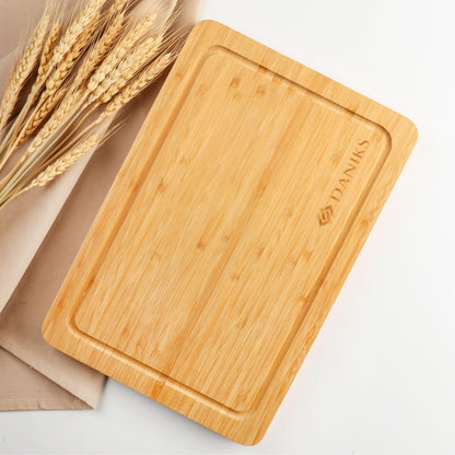 Bamboo Cutting Board, L 13x9 in, Pre‑Oiled, with Juice Groove – Cutting Board for Kitchen, Meal Prep, Serving & Charcuterie, Heavy-Duty