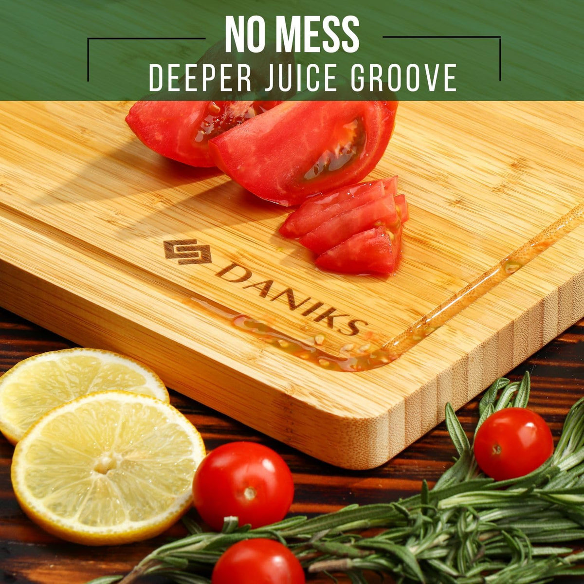 Bamboo Cutting Board, L 13x9 in, Pre‑Oiled, with Juice Groove – Cutting Board for Kitchen, Meal Prep, Serving & Charcuterie, Heavy-Duty