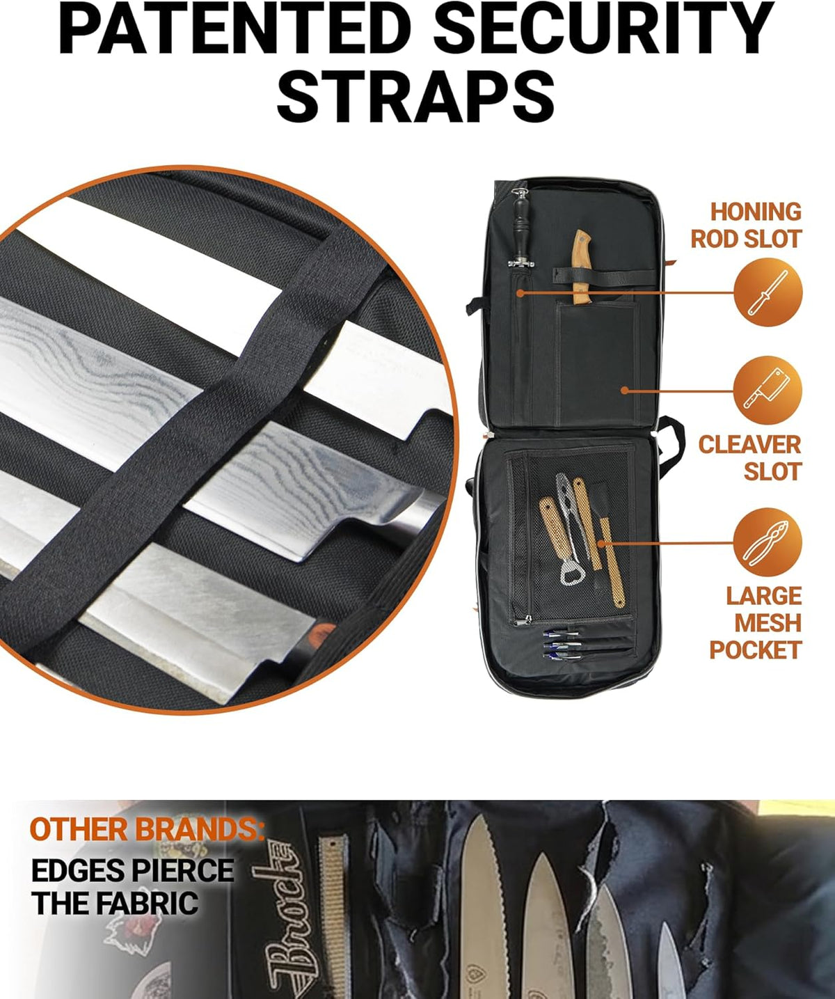 Chef Knife Backpack RETRO - Waxed Canvas Knife Bag for Chefs, Patented Knife Retention Panels and Hook-and-Loop System, 30+ Pockets, Fits 10in Blades (17in Overall), YKK Zippers