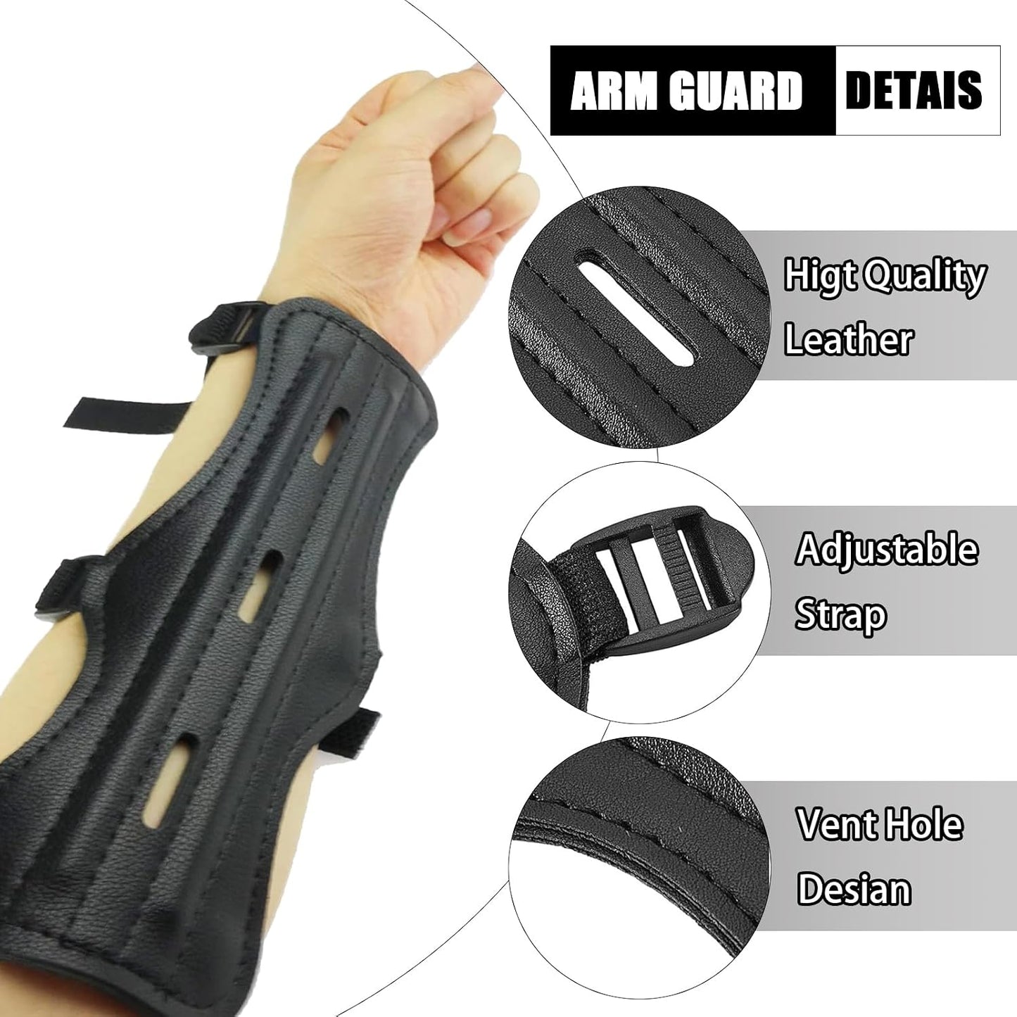 Archery Arm Guard,Archery Arm Guard Finger Tab Set, Adjustable Leather Forearm Guard, Archery Protective Accessories for Recurve Compound Bow