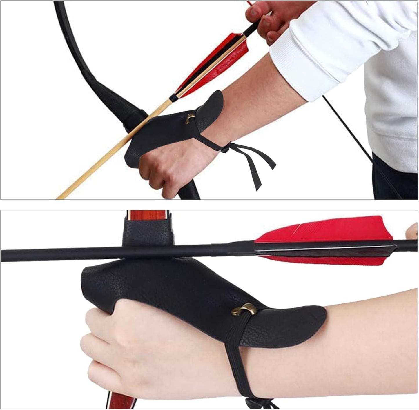 Archery Arm Guard,Archery Arm Guard Finger Tab Set, Adjustable Leather Forearm Guard, Archery Protective Accessories for Recurve Compound Bow
