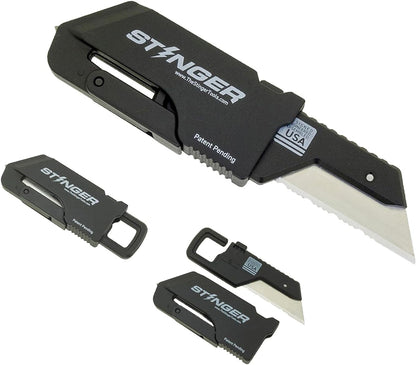 ResqBlade Emergency tool Pocket Knife, Utility Knife with Window Breaker Seatbelt Cutter, Box Cutter, with 3 Extra Partially Serrated Utility Blades