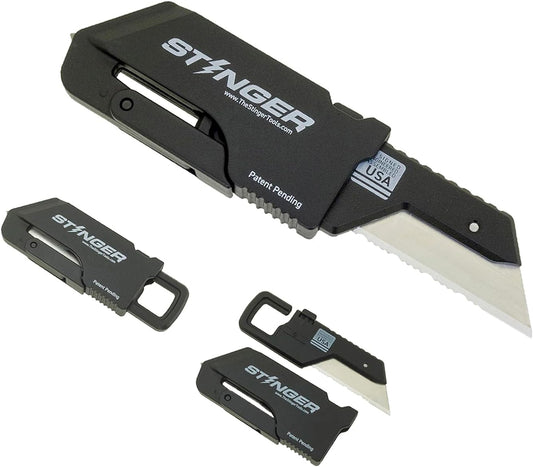 ResqBlade Emergency tool Pocket Knife, Utility Knife with Window Breaker Seatbelt Cutter, Box Cutter, with 3 Extra Partially Serrated Utility Blades