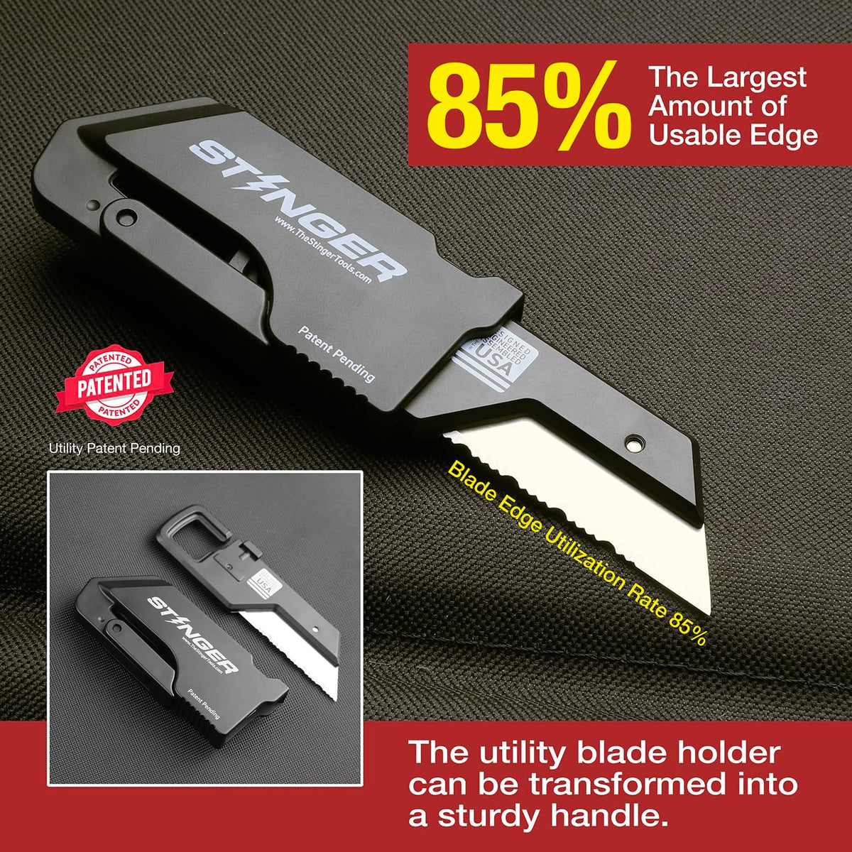 ResqBlade Emergency tool Pocket Knife, Utility Knife with Window Breaker Seatbelt Cutter, Box Cutter, with 3 Extra Partially Serrated Utility Blades