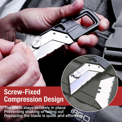 ResqBlade Emergency tool Pocket Knife, Utility Knife with Window Breaker Seatbelt Cutter, Box Cutter, with 3 Extra Partially Serrated Utility Blades