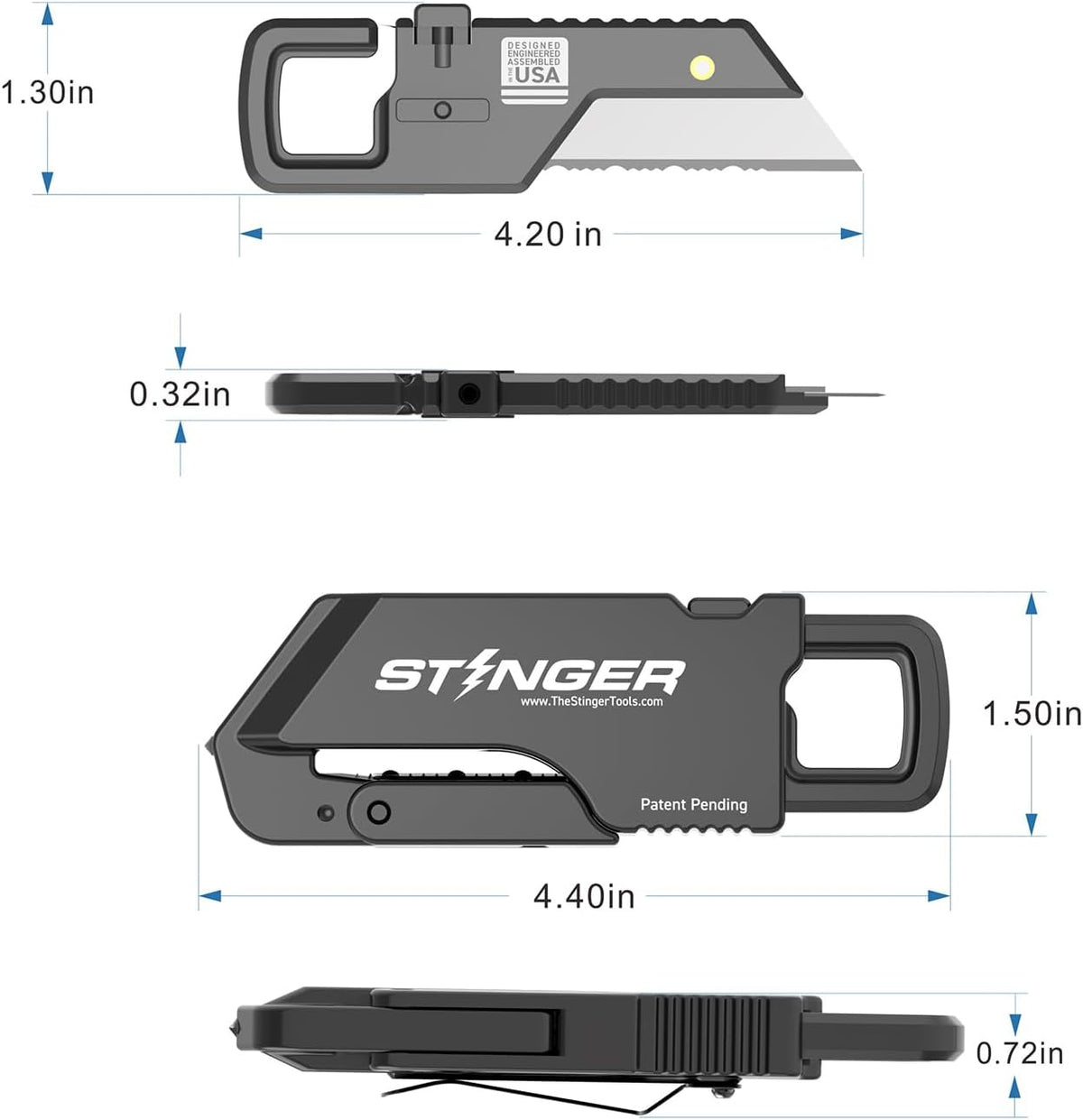 ResqBlade Emergency tool Pocket Knife, Utility Knife with Window Breaker Seatbelt Cutter, Box Cutter, with 3 Extra Partially Serrated Utility Blades