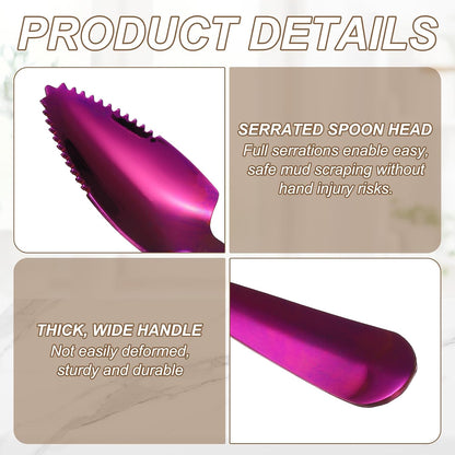 4Pcs Grapefruit Spoons, Stainless Steel Fruit Utensils Spoon with Serrated Edge Thick Gauge Handle Grapefruit Knife Tool Mirror Finish for Citrus Melon Dessert, Purple