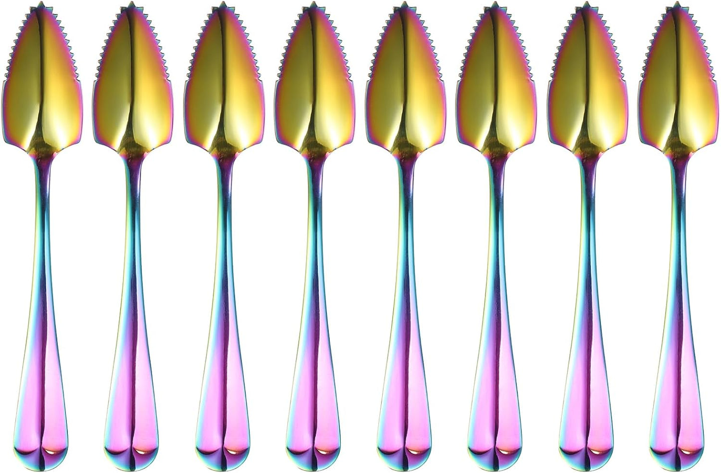4Pcs Grapefruit Spoons, Stainless Steel Fruit Utensils Spoon with Serrated Edge Thick Gauge Handle Grapefruit Knife Tool Mirror Finish for Citrus Melon Dessert, Purple