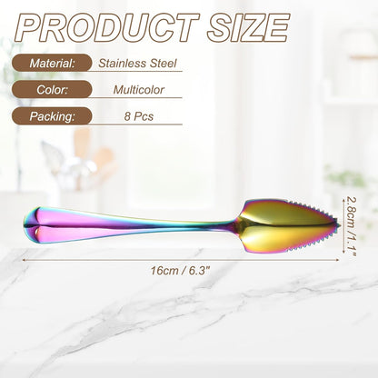 4Pcs Grapefruit Spoons, Stainless Steel Fruit Utensils Spoon with Serrated Edge Thick Gauge Handle Grapefruit Knife Tool Mirror Finish for Citrus Melon Dessert, Purple