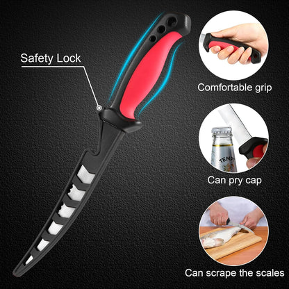 2 pcs Fishing Fillet Knife Set Stainless Steel 6.5 Inch Pro Fish Knife for Filleting, Fishing Gear, Fishing Tool Set, Fishing Sccessories Gifts for Men