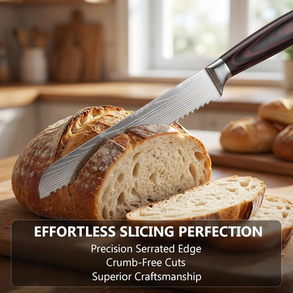 Bread Knife 8 Inch, High Carbon Stainless Steel Professional Bread Cutting Knife, Ultra Sharp for Homemade Bread, Pastries and Bagels