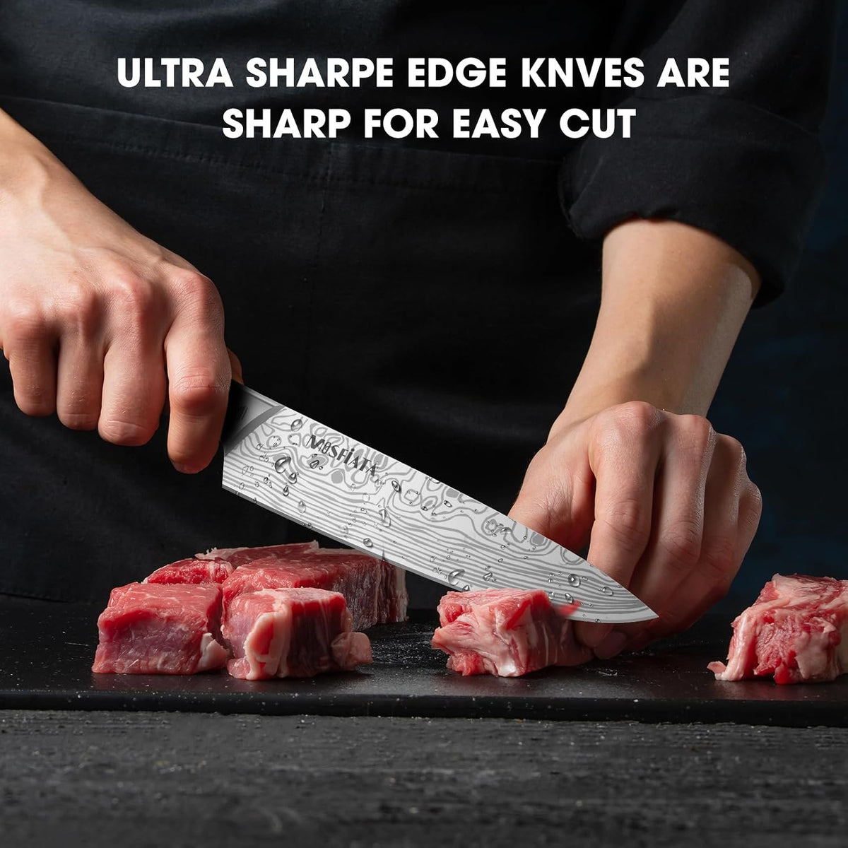 Kitchen Knife Set, Japanese Stainless Steel Knife Sets for Kitchen with Oxford cloth storage bag with Knife Sharpening Rod, Dishwasher Safe, For Outdoor
