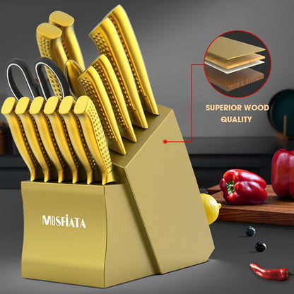 Kitchen Knife Set, Japanese Stainless Steel Knife Sets for Kitchen with Oxford cloth storage bag with Knife Sharpening Rod, Dishwasher Safe, For Outdoor