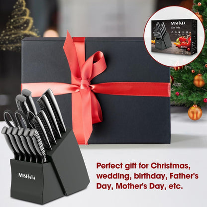Kitchen Knife Set, Japanese Stainless Steel Knife Sets for Kitchen with Oxford cloth storage bag with Knife Sharpening Rod, Dishwasher Safe, For Outdoor