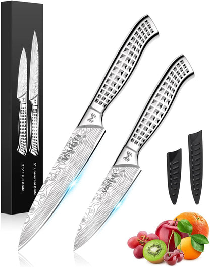 Kitchen Knife Set, Japanese Stainless Steel Knife Sets for Kitchen with Oxford cloth storage bag with Knife Sharpening Rod, Dishwasher Safe, For Outdoor