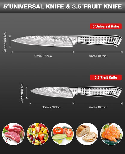 Kitchen Knife Set, Japanese Stainless Steel Knife Sets for Kitchen with Oxford cloth storage bag with Knife Sharpening Rod, Dishwasher Safe, For Outdoor