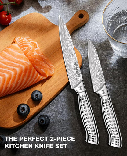 Kitchen Knife Set, Japanese Stainless Steel Knife Sets for Kitchen with Oxford cloth storage bag with Knife Sharpening Rod, Dishwasher Safe, For Outdoor